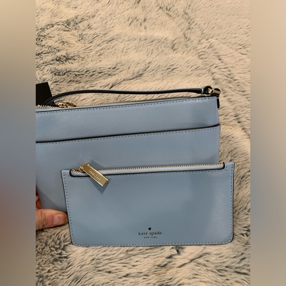 💎 Kate Spade Sadie Saffiano Leather Top Zip Blue Crossbody Set Bag 💎 - Picture 3 of 7